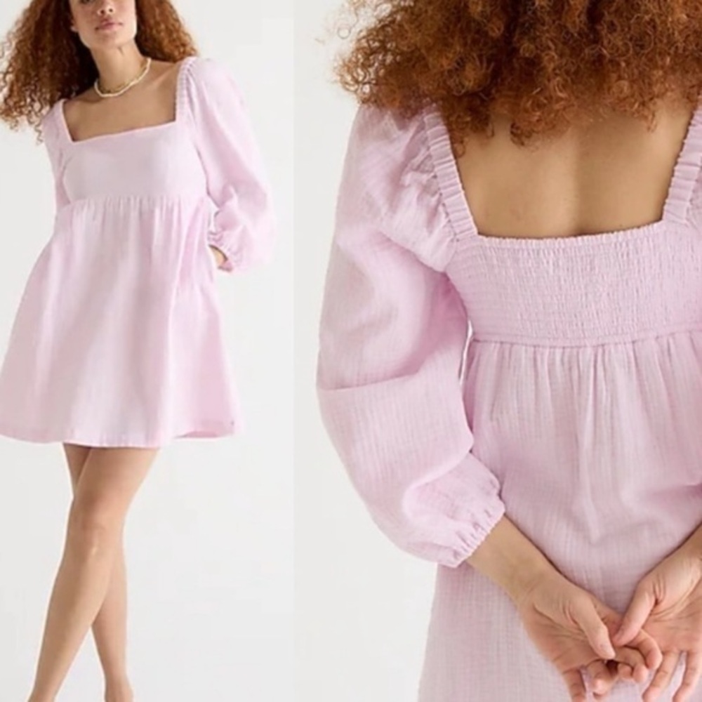 J.Crew Light Pink Smocked Back Dress Size Large